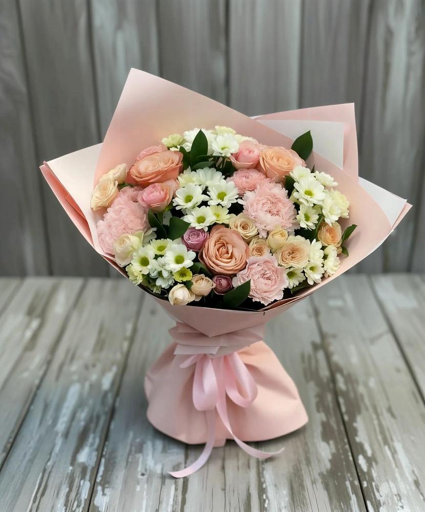 Букет цветов из: Гвоздики, Розы и Хризантемы в Котово Новгородская область