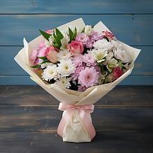 Букет цветов из:  Хризантемы, Альстромерии и Розы в Котово Новгородская область