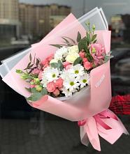 Букет цветов из:  Розы, Лизиантусы и Хризантемы в Котово Новгородская область