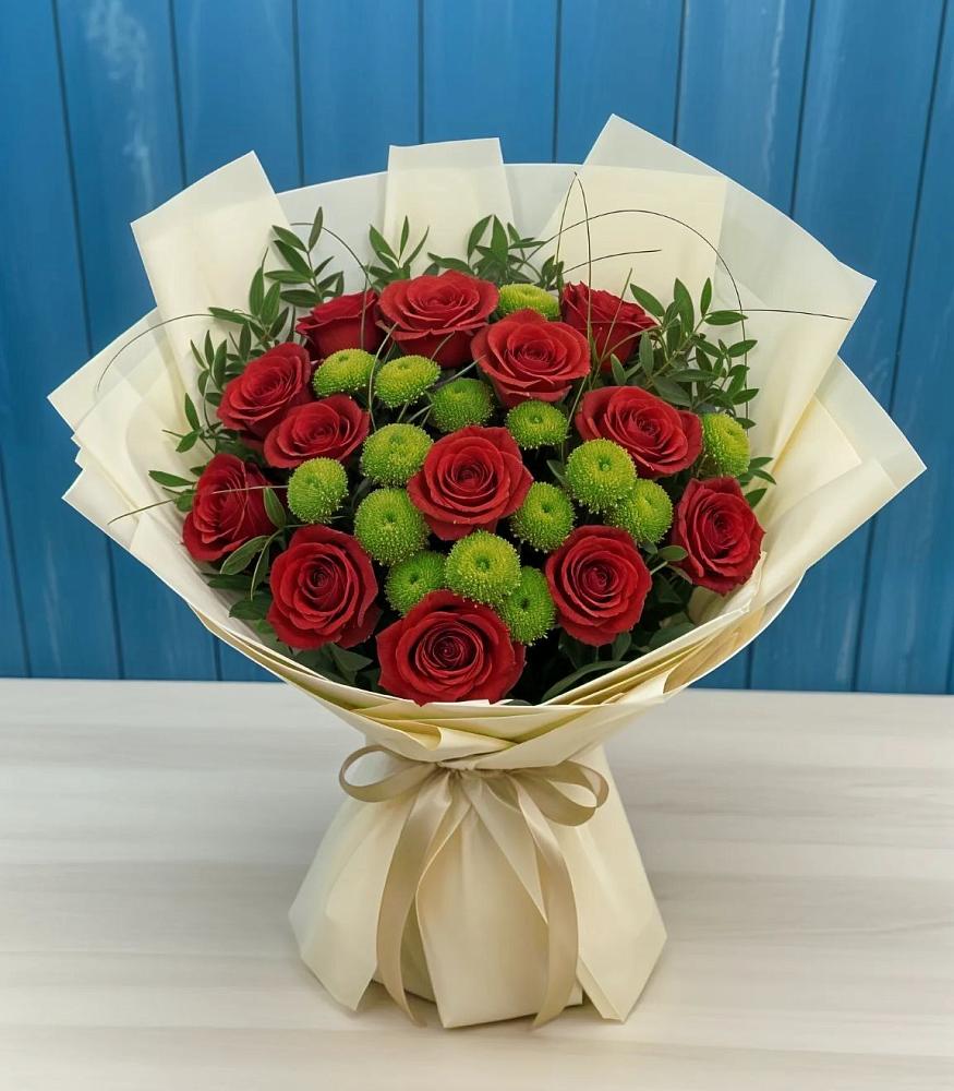 Букет цветов из: Розы и Хризантемы в Котово Новгородская область